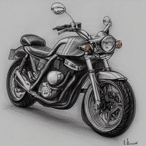 Prompt: motorcycle pencil sketch