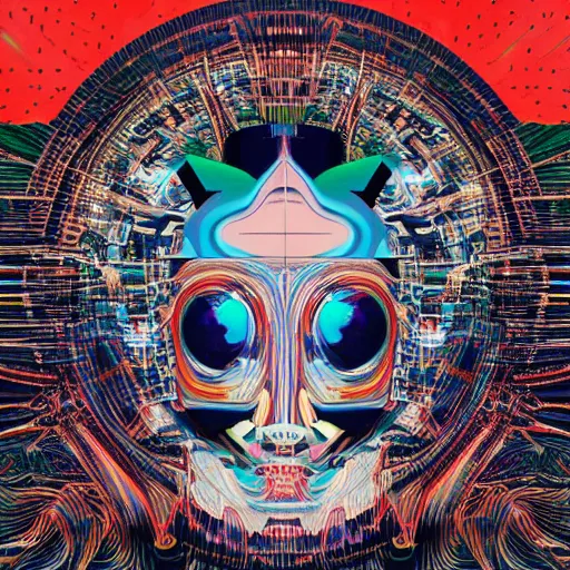 Image similar to album cover design design depicting the alter to the ai machine gods, by jonathan zawada, pi - slices, and tristan eaton, digital art