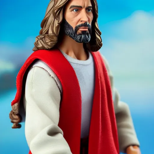 Image similar to jesus christ action figure made by mattel, studio photography