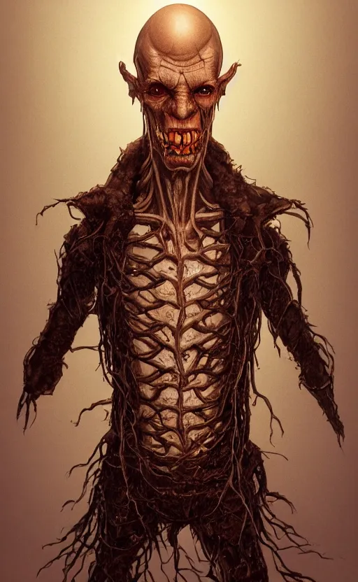 Image similar to full body portrait of Vecna from stranger things in the upside down, dynamic lighting, photorealistic, fantasy concept art, ambient lighting, atmospherical, stunning visuals, creative, cinematic, ultra detailed, trending on art station