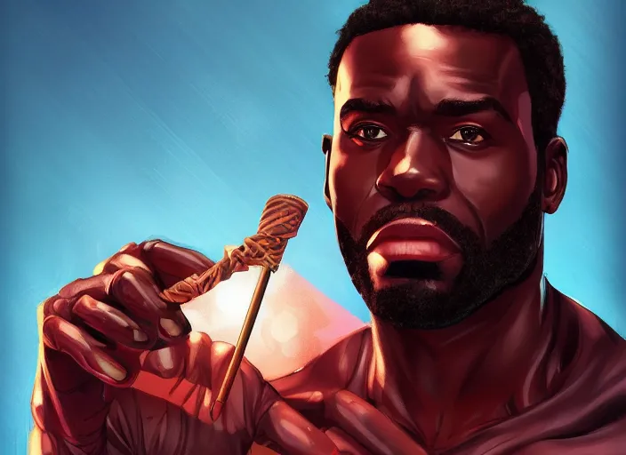Prompt: yahya abdul - mateen as candyman by artgerm face by wlop, dramatic pose