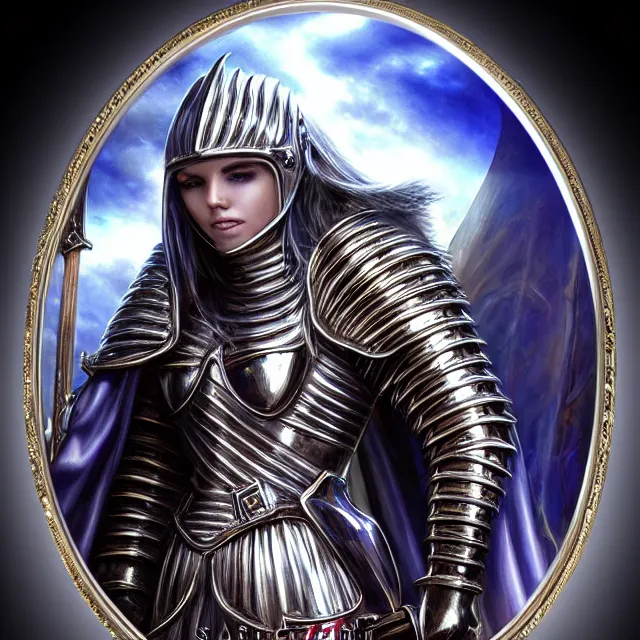 Image similar to beautiful!! knight anne stokes highly detailed 8 k hdr smooth sharp focus high resolution award - winning photo photorealistic chrome reflect