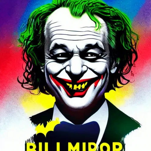 Image similar to bill murray as the joker in batman, promotional art, movie poster