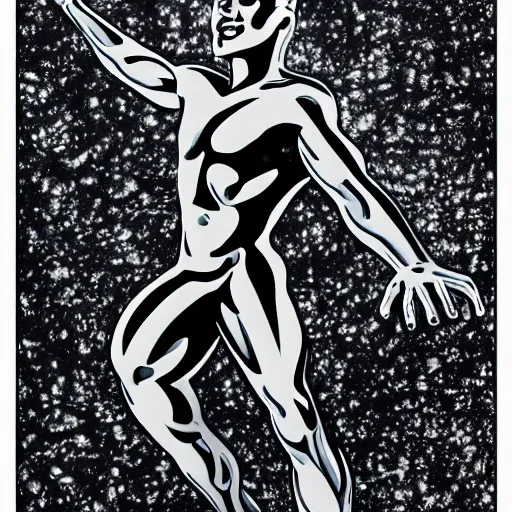 Image similar to dreams of silver surfer, in style of robert mapplethorpe