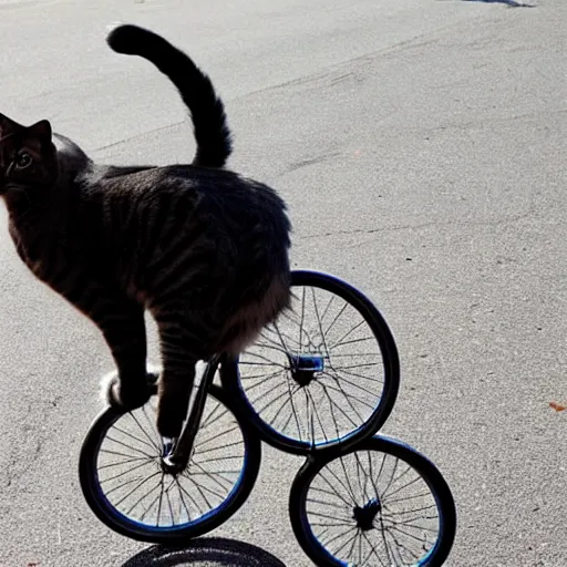 Image similar to photo of a cat riding a unicycle