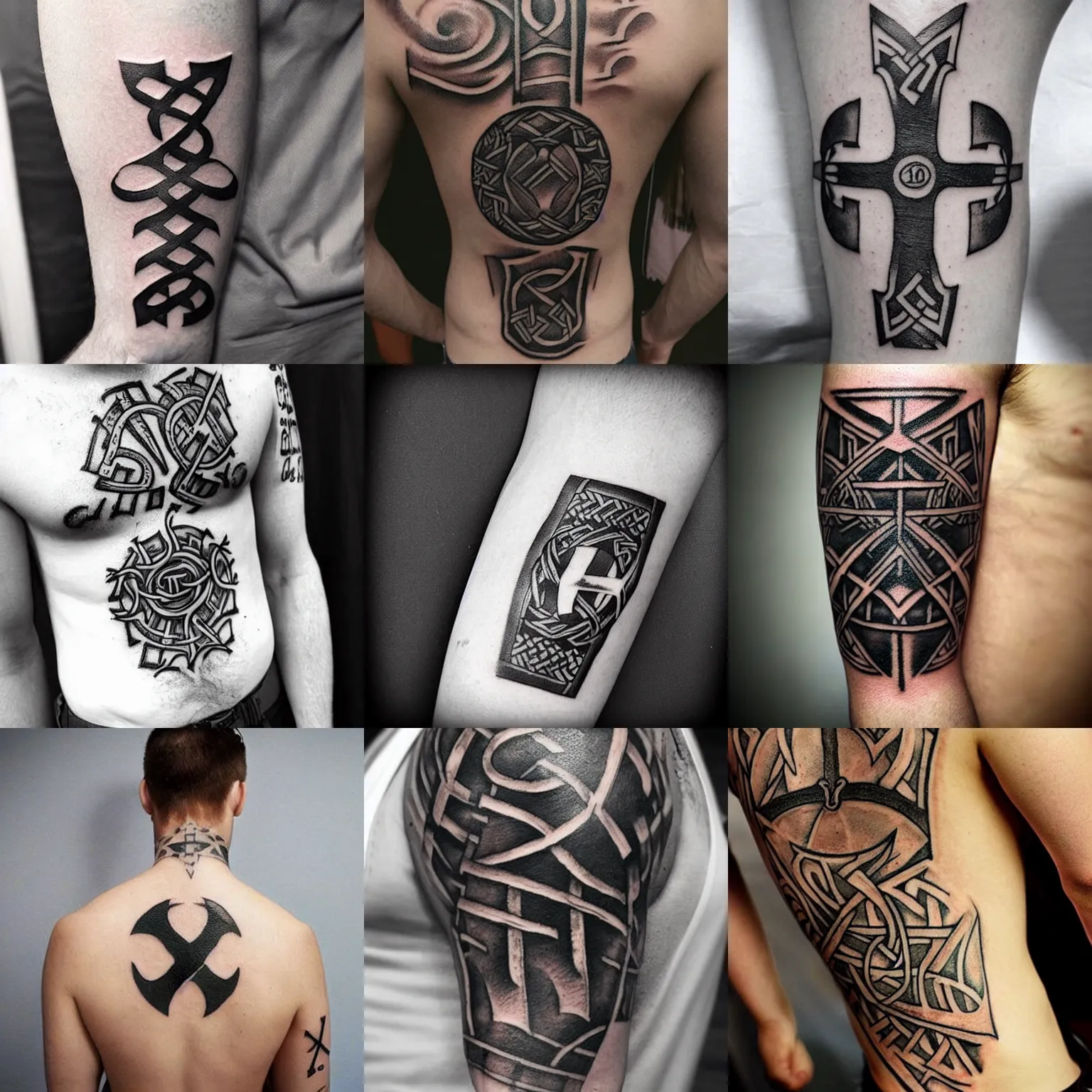 Prompt: norse viking runes tattoo on fair smooth skin, photography
