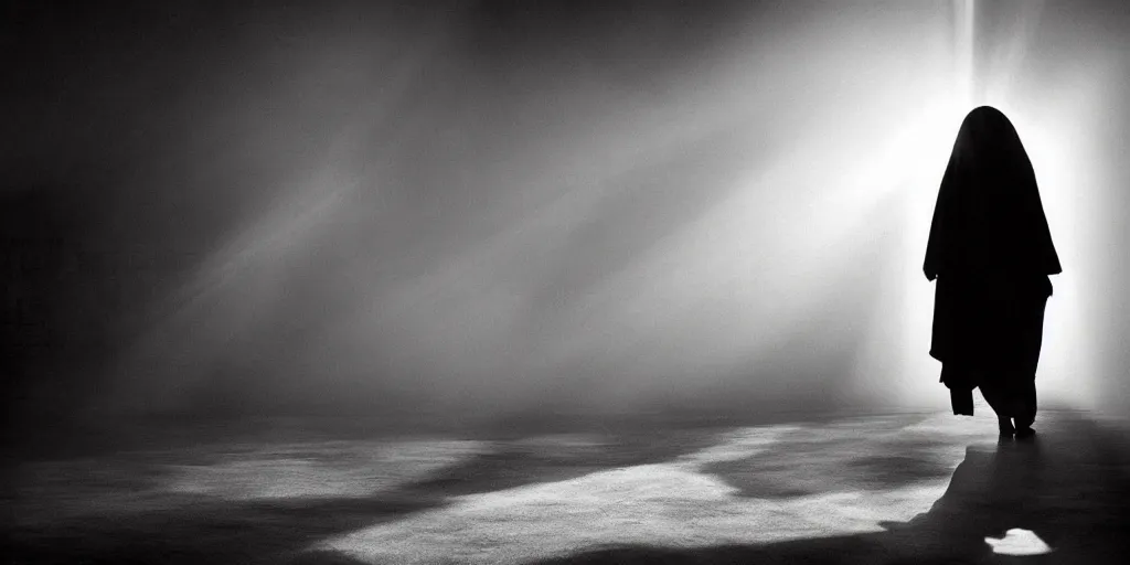 Prompt: cinematic atmospheric photo of a lost girl by fan ho, realistic, god rays