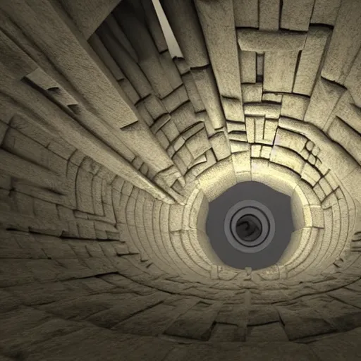 Prompt: 3d Rendered rendition of viewing down the well of eternity