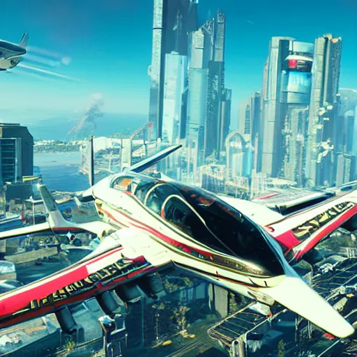 Image similar to microsoft flight simulator for cyberpunk 2077.