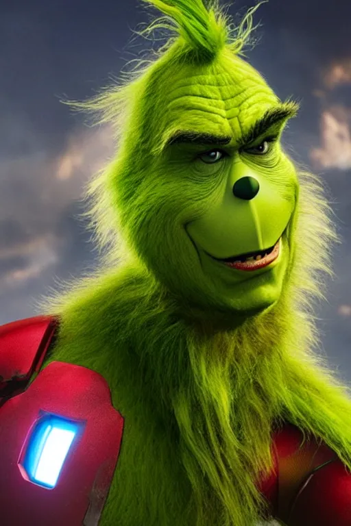 Image similar to The Grinch that stole Ironman's armor, Ironman Grinch, 4k