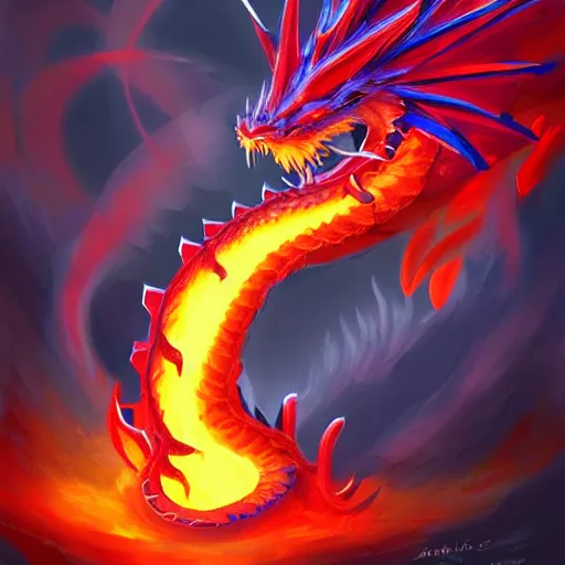 Image similar to jelly dragon splitting fire, vivid color, digital painting, artstation, concept art, matte, sharp focus