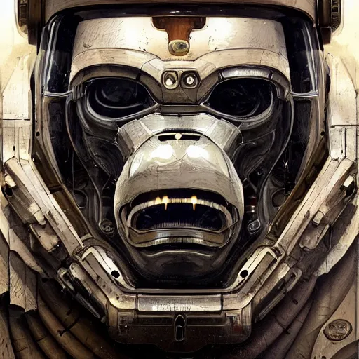 Prompt: detailed science - fiction character portrait of a grizzly bear space robot suit, intricate, wild, highly detailed, digital painting, artstation, concept art, smooth, sharp focus, illustration, art by artgerm and greg rutkowski and alphonse mucha