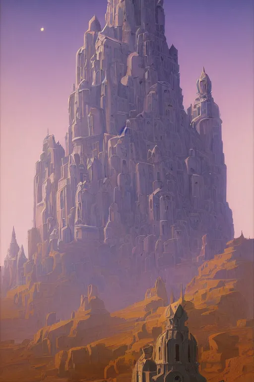 Prompt: the painted tower of the stars, by Sylvain Sarrailh and Nicholas Roerich and jean delville and Tyler Edlin and William Dyce, dramatic cinematic lighting , latticed balconies, beautiful garden, ornate carved architecture, smooth, sharp focus, extremely detailed