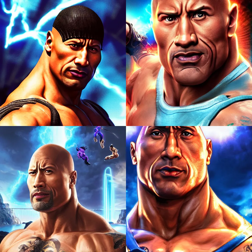 Prompt: face of dwayne johnson on chun li in street fighter, dwayne johnson wearing chun li's bikini, without chun li's face, intricate, epic lighting, cinematic composition, hyper realistic, 8k resolution, unreal engine 5, by Artgerm, tooth wu, dan mumford, beeple, wlop, rossdraws, James Jean, Andrei Riabovitchev, Marc Simonetti, yoshitaka Amano, Artstation