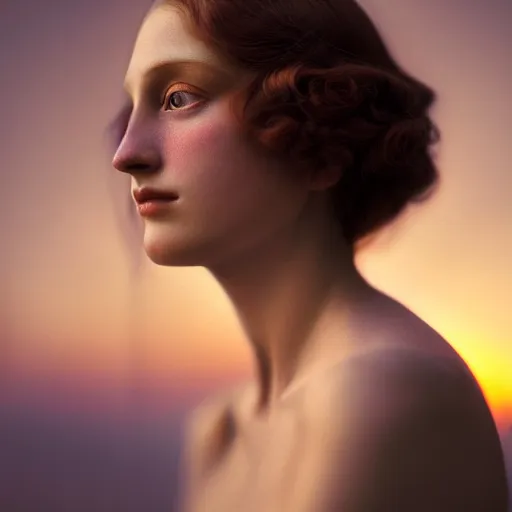 Image similar to photographic portrait of a stunningly beautiful renaissance art nouveau art deco female in soft dreamy light at sunset, contemporary fashion shoot, by edward robert hughes, annie leibovitz and steve mccurry, david lazar, jimmy nelsson, breathtaking, 8 k resolution, extremely detailed, beautiful, establishing shot, artistic, hyperrealistic, beautiful face, octane render