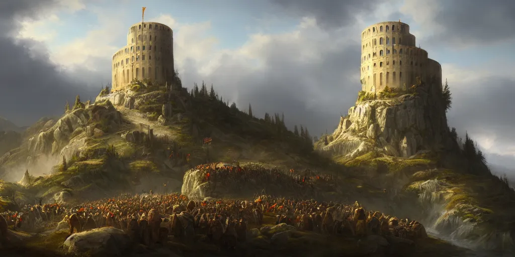 Image similar to landscape portrait of the bastille surrounded by marmots, trending on artstation