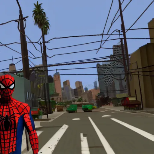 Image similar to spider man in gta san andreas, screenshot