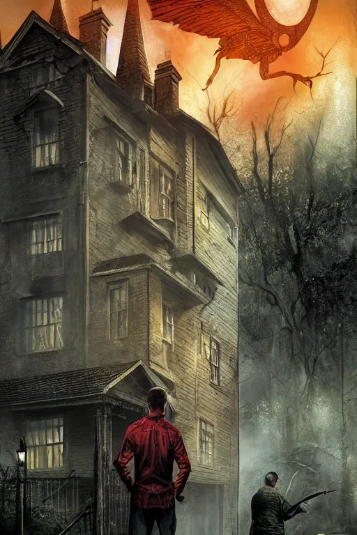 Prompt: 8 k poster concept art from the modern arcane supernatural goetic horror thriller anthology series / off in the distance /, by david mattingly and samuel araya and michael whelan and dave mckean and drew struzan. realistic matte painting with photorealistic hdr lighting. composition and layout inspired by gregory crewdson and brendon butcher and christopher mckinney.