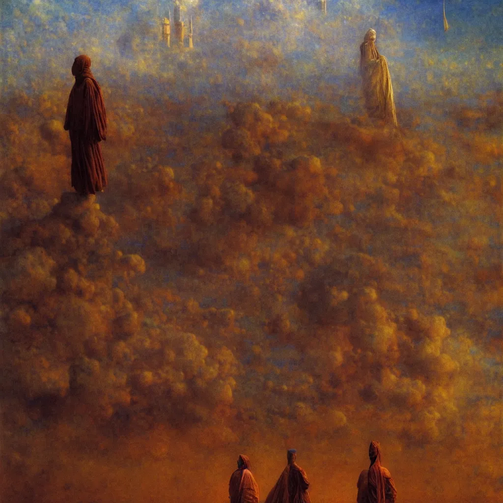 Image similar to a cinematic scene from the istanbul on clouds, osman hamdi bey, solidity and eternity, concept art by beksinski and jean delville, sharp focus, dramatic lighting, ultra hd, hdr, 8 k