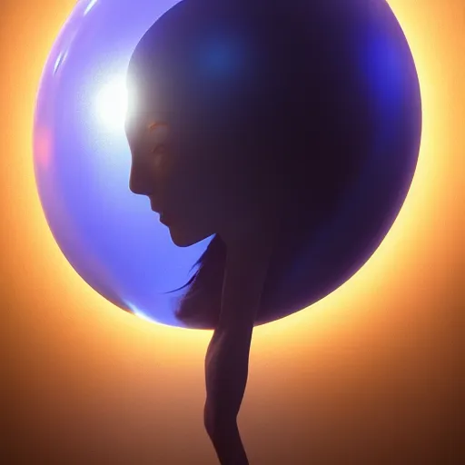 Image similar to glowing orb of blue plasma energy with feminine facial features dramatic lighting, hdr, hyper realistic, octane, unreal, blender, raytracing, trending on artstation