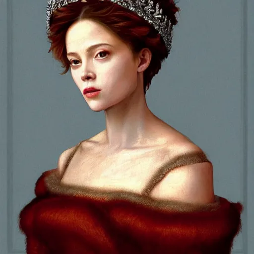 Image similar to renaissance painting scarlett johannson wearing a crown, detailed, artstation, trending, detailed