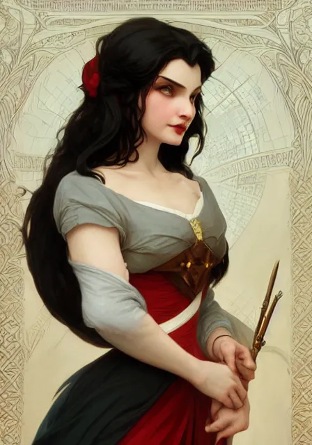 Image similar to evil demon snow white, intricate, elegant, highly detailed, digital painting, artstation, concept art, smooth, sharp focus, illustration, art by artgerm and greg rutkowski and alphonse mucha and william - adolphe bouguereau