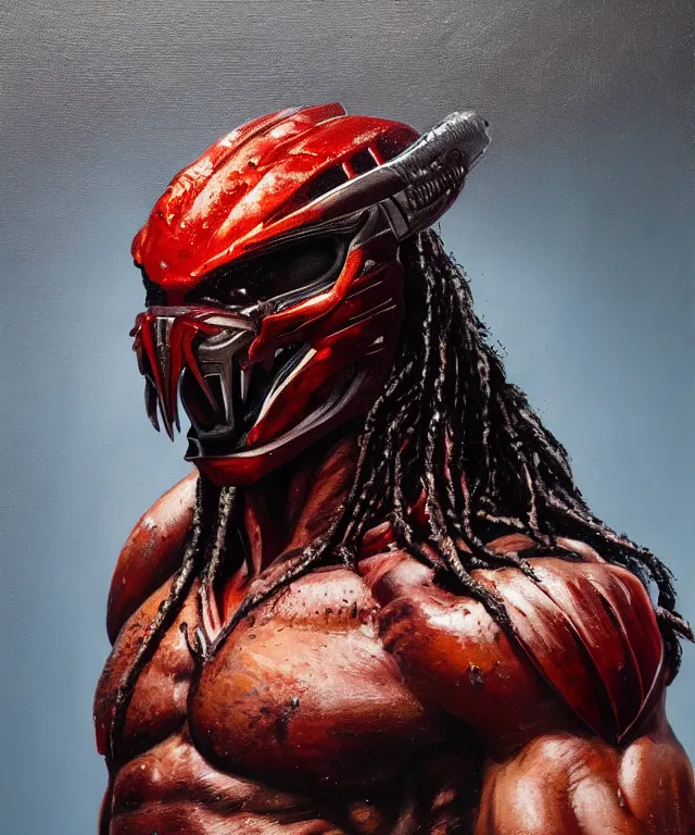 Image similar to a bust shot of the predator by ken barthelmey, oil on canvas, deep depth field, masterpiece, trending on artstation, featured on pixiv, cinematic composition, hyper - detailed, hd, hdr, 4 k, 8 k