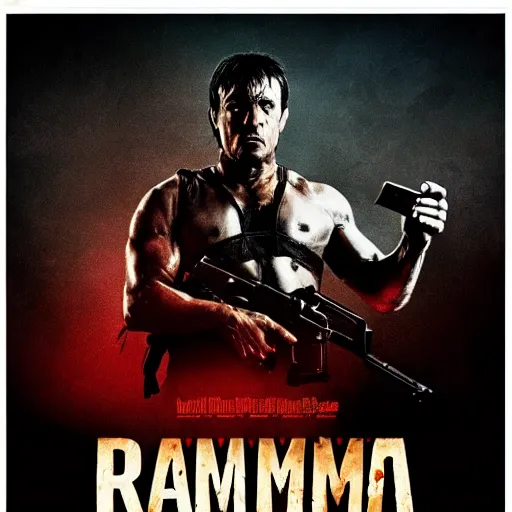 Image similar to rambo movie poster with black background