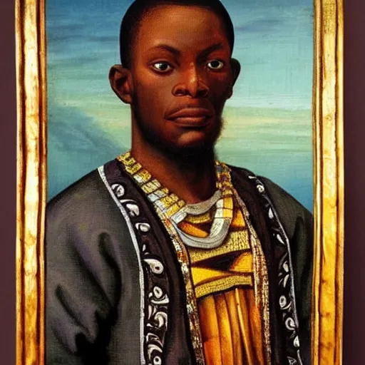 Prompt: A 14th century African renaissance oil painting of Jerma985, portrait of Jerma985, grainy, realistic, very realistic, hyperrealistic, highly detailed, very detailed, extremely detailed, very neat, very epic, very cool, detailed, trending on artstation made by Sam Gilliam and Edmonia Lewis
