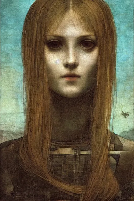 Prompt: a close - up portrait of a cyberpunk cyborg girl, by leonardo davinci, rule of thirds