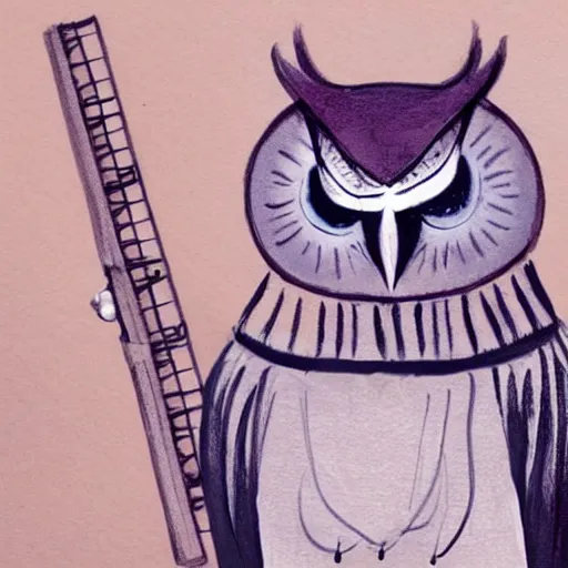 Image similar to owl with pan flute, concept art
