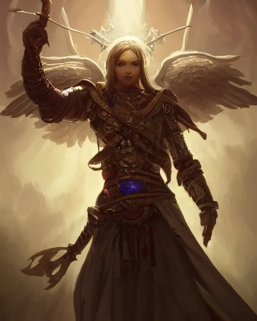 Image similar to Cow Angel Priest, D&D, artstation, fantasy, magic the gathering artwork, cinematic lighting, centered, symmetrical, highly detailed, digital painting, , concept art, smooth, sharp focus, illustration, volumetric lighting, epic Composition, 8k, art by Akihiko Yoshida and Greg Rutkowski and Craig Mullins, oil painting, cgsociety