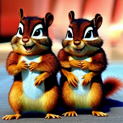 Image similar to alvin and the chipmunks, real life size, real life squirrels