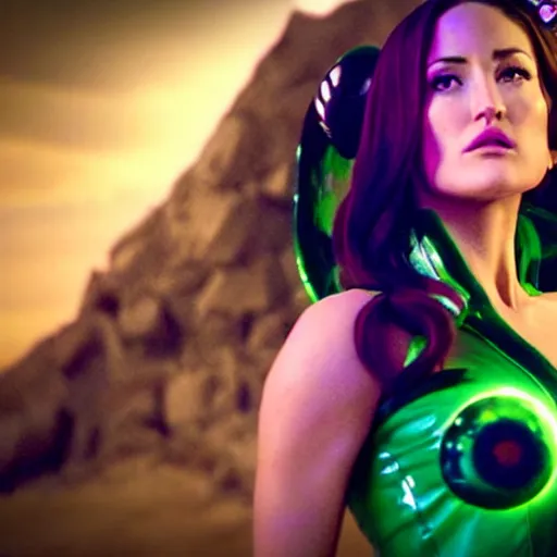 Image similar to cinematic scene with minka kelly as jolyne from jojo's bizarre adventure, live action film, stone ocean, dramatic, small details, volumetric lighting, still frame