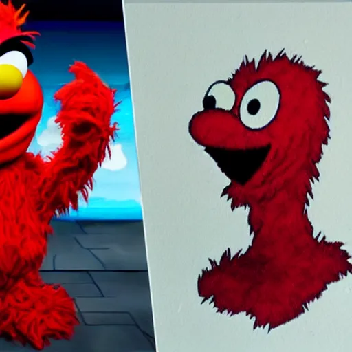 Prompt: Elmo's Bizarre Adventure