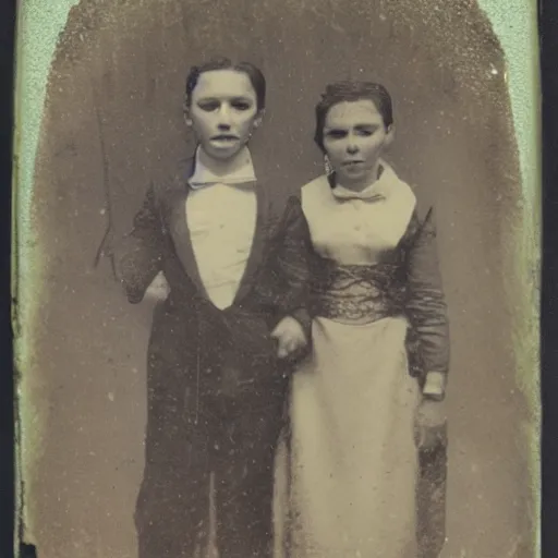 Prompt: tintype photo, two-headed