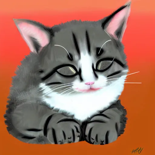 Image similar to cute cat sleeping, high quality, award winning, digital art