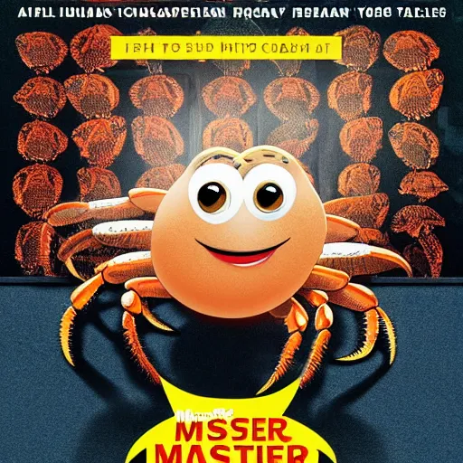 Image similar to Mister Jean Paul the crab. Movie poster. High resolution