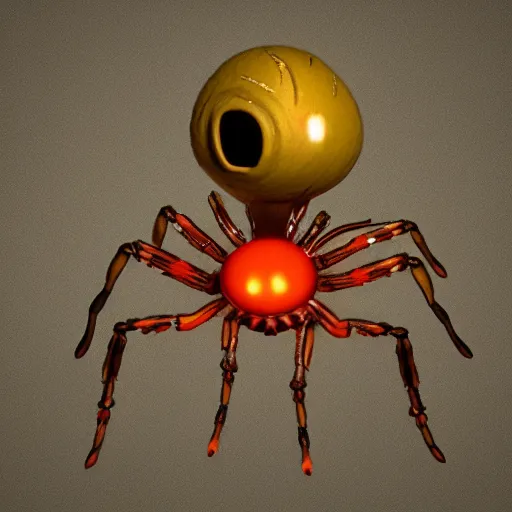 Image similar to tiny embryonic horse creature with 8 spider legs and one large eye for a head, trending on artstation, scary, subsurface scattering, horse, spider