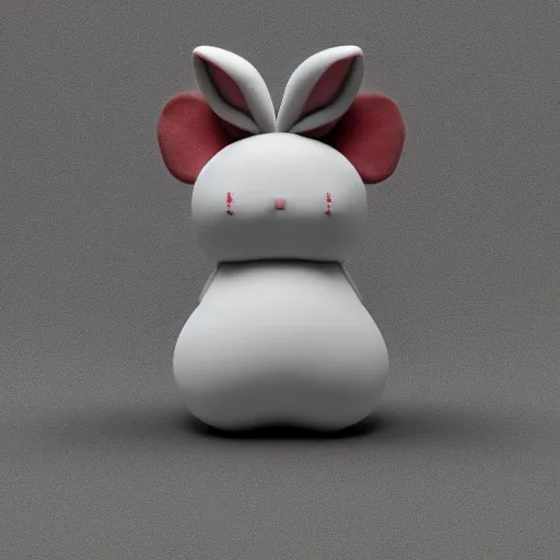 Prompt: cute fumo plush of a rabbit blobcreature, negative space, black and white, anime, vray