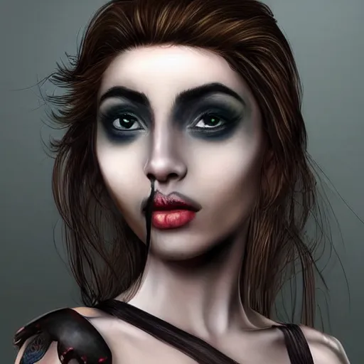 Image similar to extremely beautiful female grung with makeup, d & d