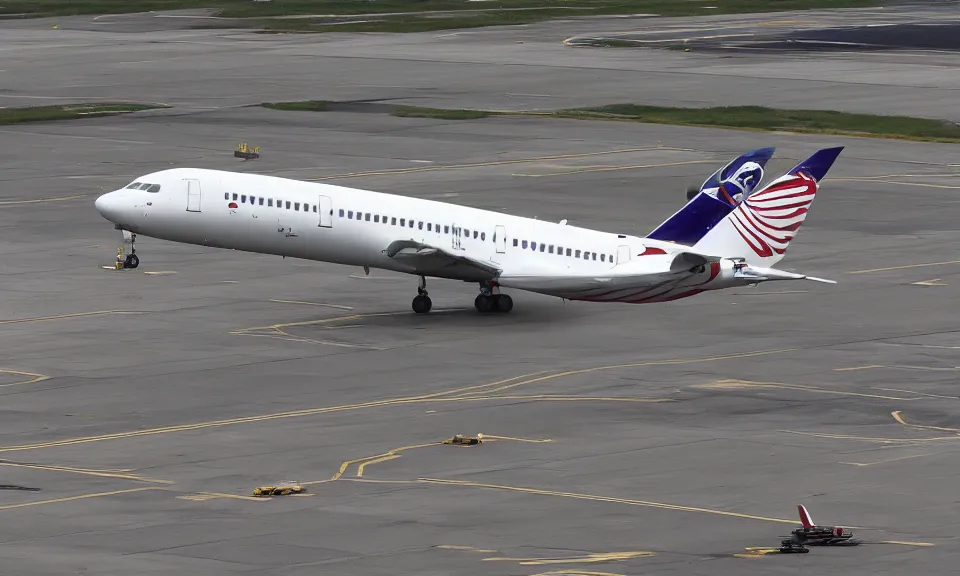 Prompt: photo of a plane landing at an airport