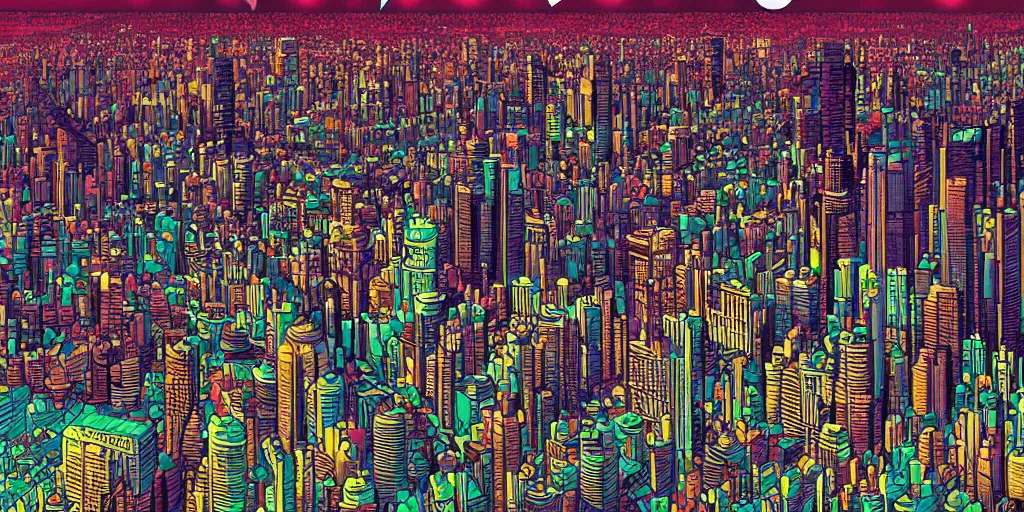 Image similar to koyaanisqatsi, by Dan Mumford