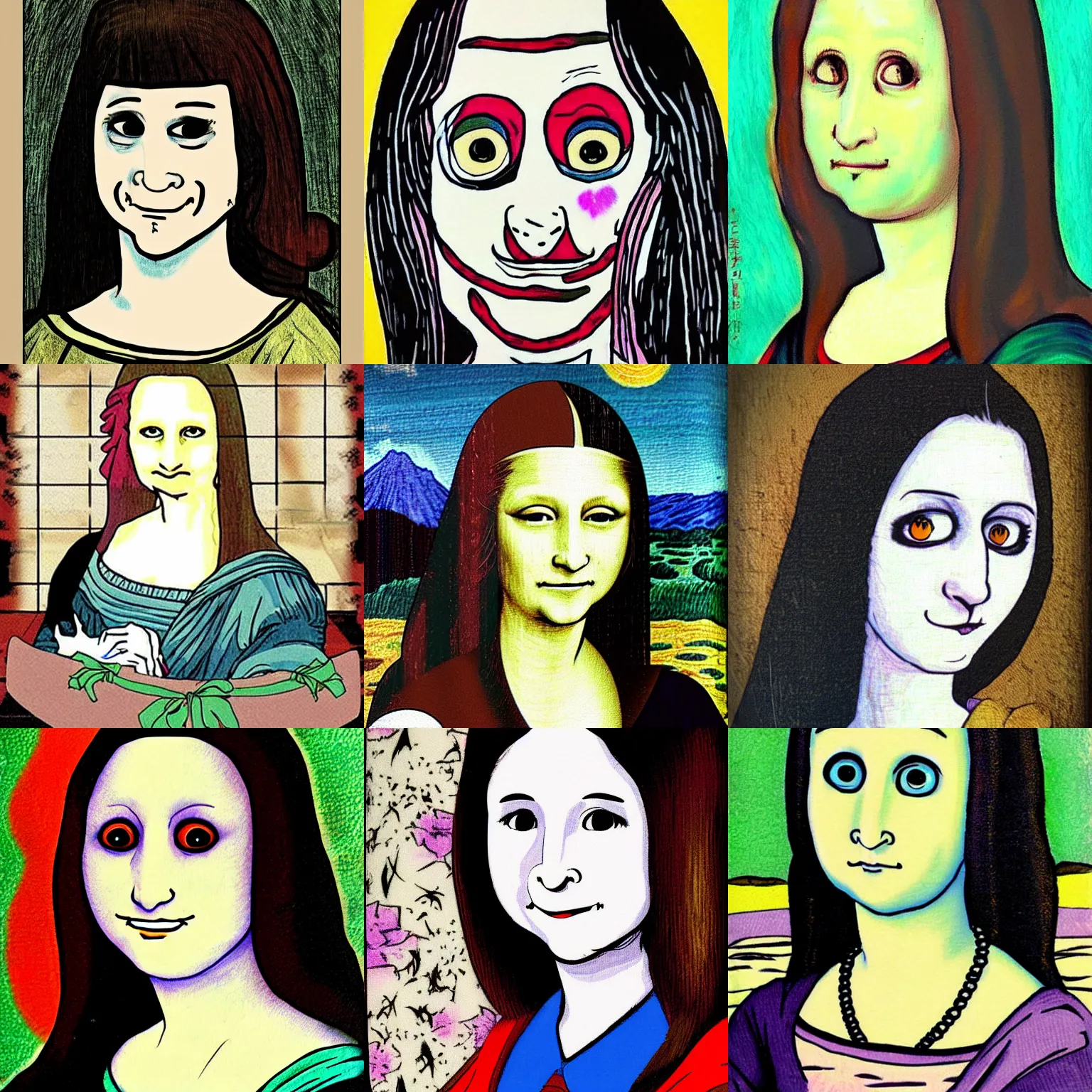 Prompt: monlisa in the style of ito, junji!!!!!