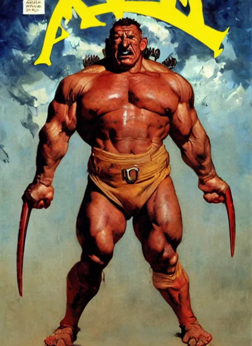 Prompt: full body and head portrait of huge mutant dorian yates as marvel's juggernaut, dynamic action, painted by norman rockwell and phil hale and greg staples and tom lovell and frank schoonover and jack kirby