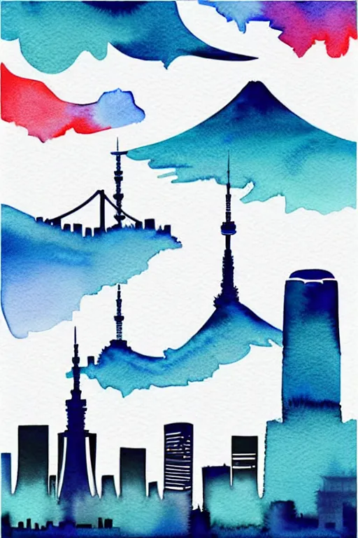 Image similar to minimalist watercolor art of tokyo, illustration, vector art