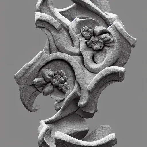 Image similar to stone number zero sculpted with floral motifs by bernini trending on artstation