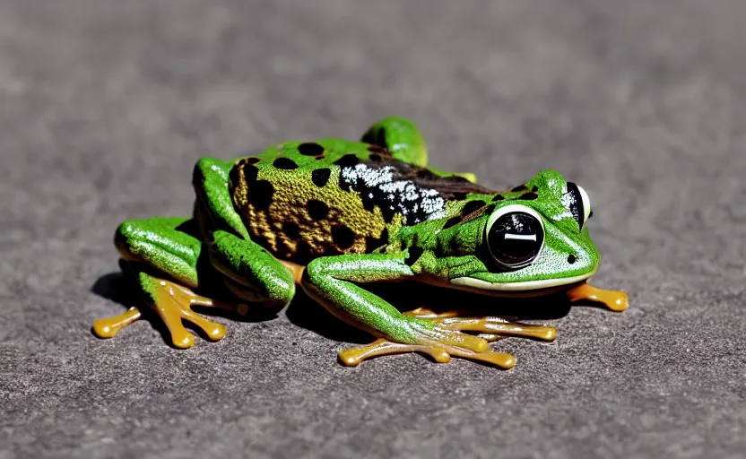 Image similar to cute frog wearing supreme streetware, highly detailed, extremely high quality, hd, 4 k, 8 k, professional photographer, 4 0 mp, lifelike, top - rated, award winning, cinematic, realistic, detailed lighting, detailed shadows, sharp, no blur, edited, corrected, trending