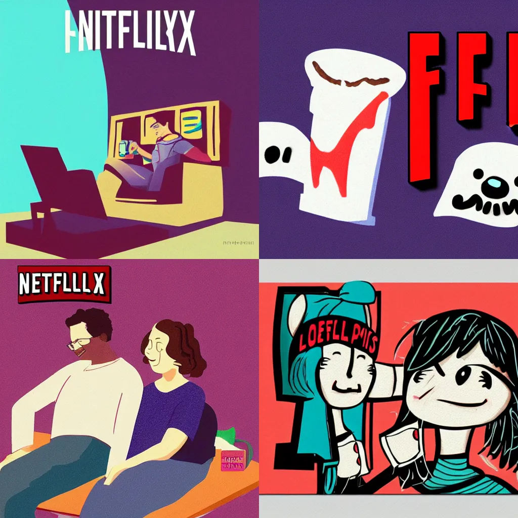 Prompt: Netflix and chill, lofi artwork