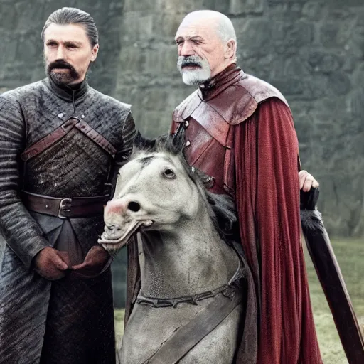 Prompt: Photo of Joseph Stalin friendship with dragon from Game of Thrones ,
